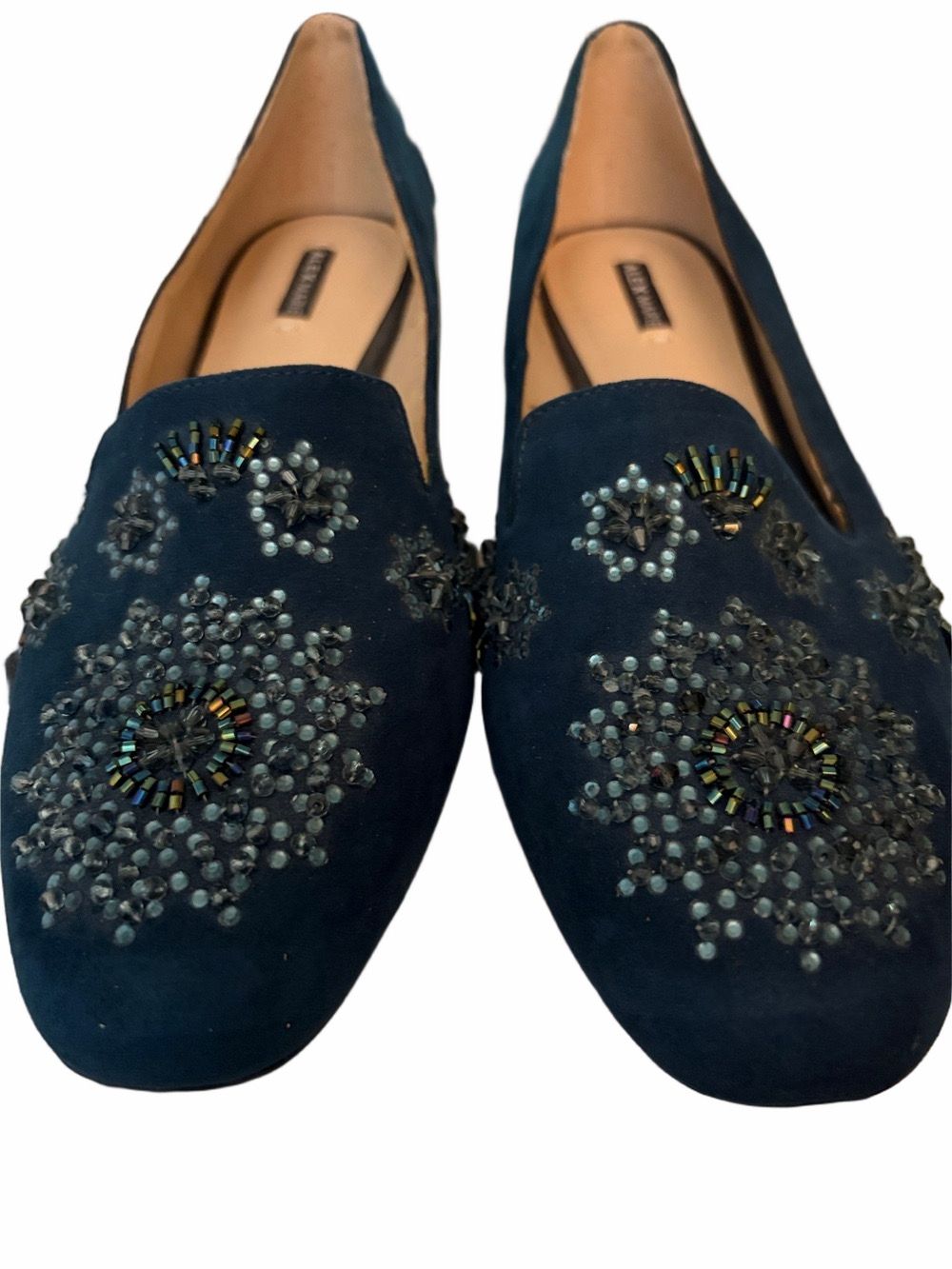 Alex Marie Peacock blue and embellished dress loafers size 8.5